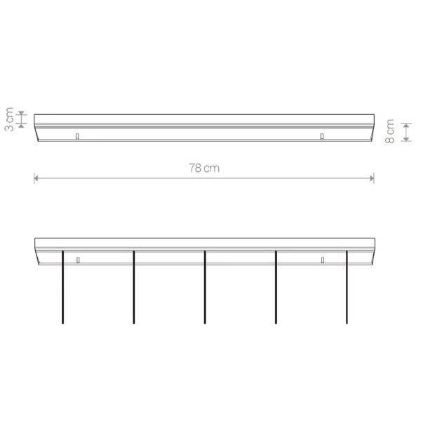 Puszka montażowa zwis CAMELEON CANOPY B 780 BLACK czarna 78cm do 12pkt 8561