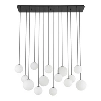 Lampa wisząca SNOWBALL XIV wys.130cm dług.100cm szer.34cm 14xG9 IP20 | Czarny/Biały