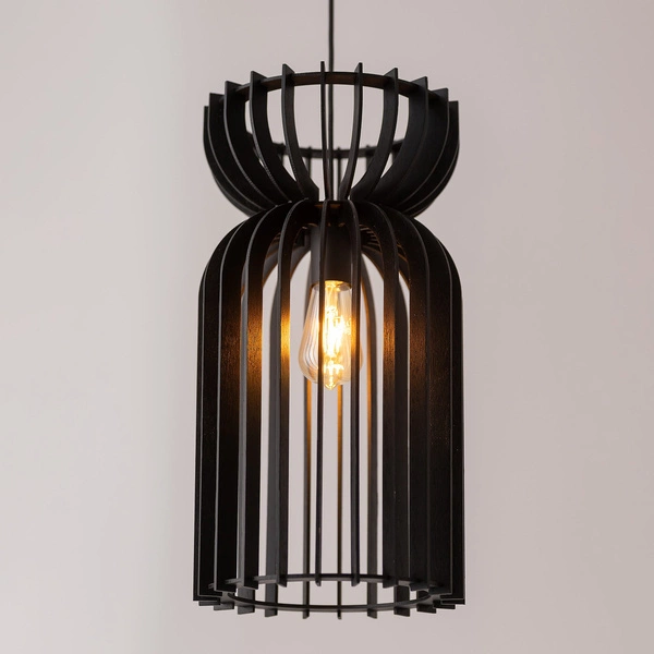 Lampa wisząca KYMI BLACK A szer. 26 cm 10573 drewno | Czarna