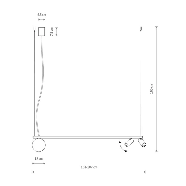 Lampa wisząca FOURTY III G9+miniGU10 wys.160cm dług.101 | Umbra gray-Biały 11471