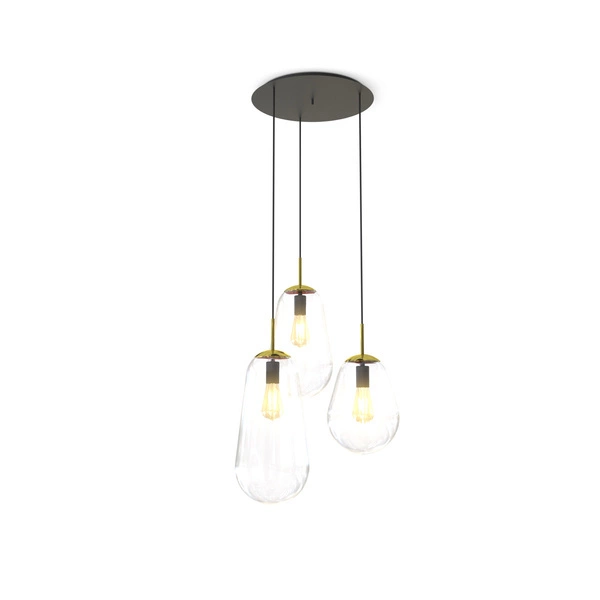 Lampa wisząca PEAR III wys. 130cm 3xE27 | złoty/transparentny 7794
