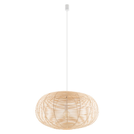 Lampa wisząca RATTAN M śr. 79cm E27 | naturalne drewno/biały