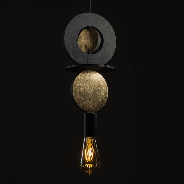 Lampa wisząca DROPS WOOD E wys. 216,5 cm E27 | czarny/złoty 11177