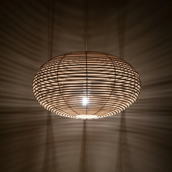 Lampa wisząca RATTAN M śr. 60cm E27 | naturalne drewno/biały 11154