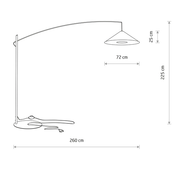 Lampa podłogowa POISE umbra gray A E27 wys.240cm dług.260cm przewód 270cm włącznik | 11767