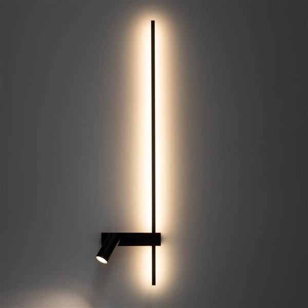 Lampa ścienna EASY LED RIGHT wys.18cm dług.80cm miniGU10 + LED 11W 3000K 380lm IP20 11426 | Czarny