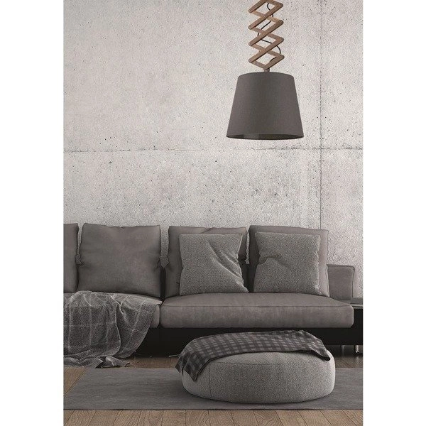 Lampa wisząca na wysięgniku harmonijka z abażurem TOSCA M szary śr. 39cm 9048