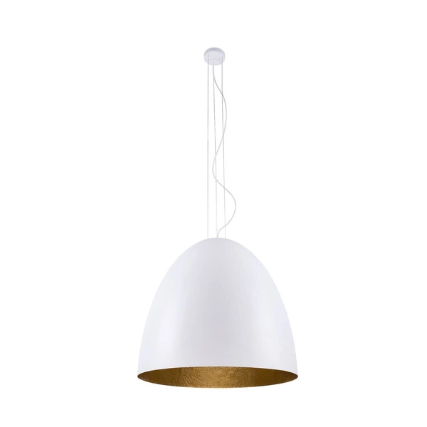 Lampa wisząca tuba nad stół EGG L biały/złoty śr. 55cm 9023