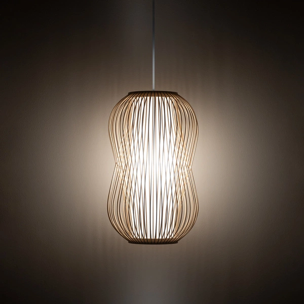 Lampa wisząca PUKET M śr. 26cm E27 | naturalne drewno/biały 11161
