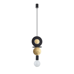 Lampa wisząca DROPS WOOD E wys. 216,5 cm E27 | czarny/złoty