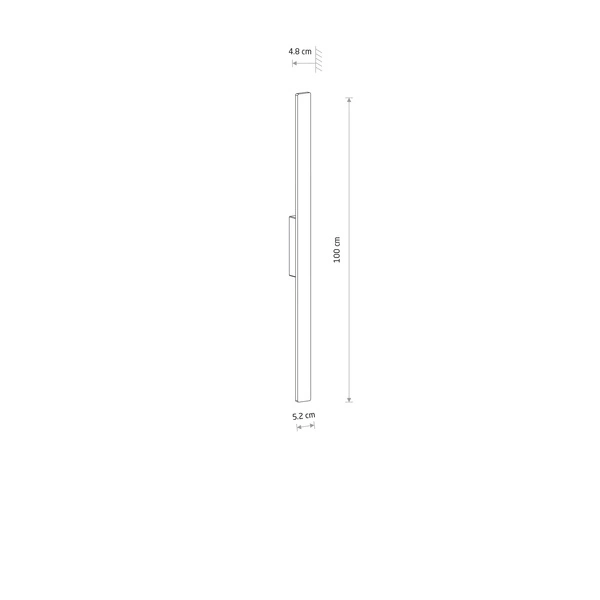 Zewnętrzny kinkiet DEMI LED M 18W 3000K 1200lm wys.100cm szer.5.2cm IP54 | Czarny 11555