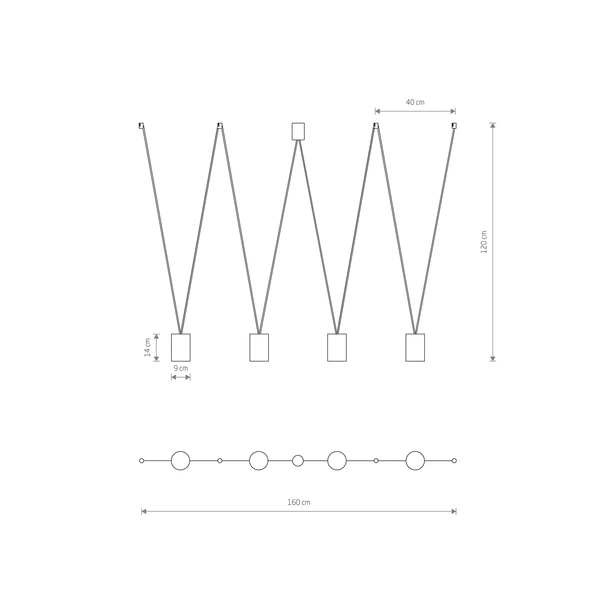 Lampa wisząca MORE TONE IV dł. 160cm regulowana 4xGU10 | czarny/złoty 7814