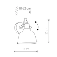 Duży industrialny kinkiet szklany AMALFI SMOKED I śr 16cm 9154