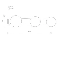 Kinkiet łazienkowy BRAZOS 3 punkty kula śr.10cm | czarny 8056