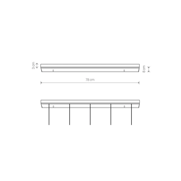 Puszka montażowa zwis CAMELEON CANOPY B 780 BLACK czarna 78cm do 12pkt 8561