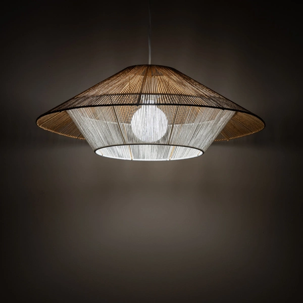 Lampa wisząca JAPANDI M szer. 60cm E27 | naturalne drewno/biały 11157