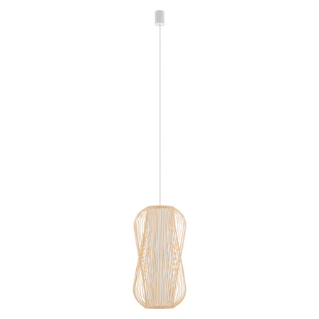 Lampa wisząca PUKET M śr. 30cm E27 | naturalne drewno/biały