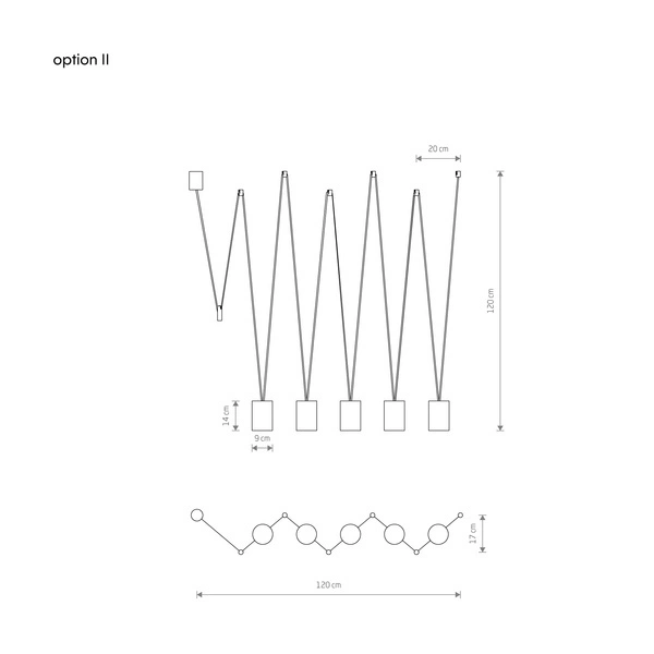 Lampa wisząca MORE TONE V 200cm 5xGU10 | czarny/złoty 7817