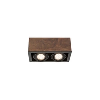 Spot sufitowy BOX ANTIQUE II szer. 35cm 2xGU10 | ciemne drewno/czarny 7650
