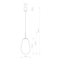 Lampa wisząca PEAR L 59cm E27 | czarny/transparentny 7797