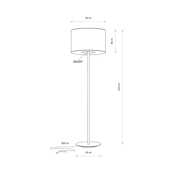 Lampa podłogowa AMARELA E27 wys.163cm szer.46cm kabel200cm | Czarny melanż 11663