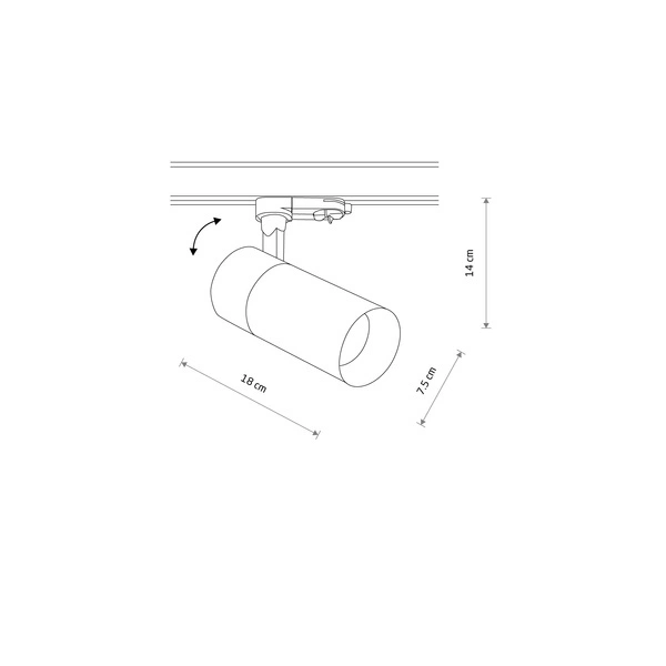 Spot TINOS LED wys. 14cm 30W 3000K do szyn CTLS 3F | czarny 10398