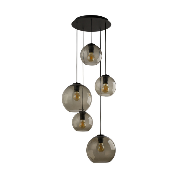 Lampa wisząca VETRO V wys. 120cm 5xE27 | czarny