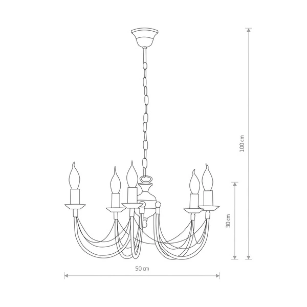 Żyrandol świeczki ARES V zwis 205
