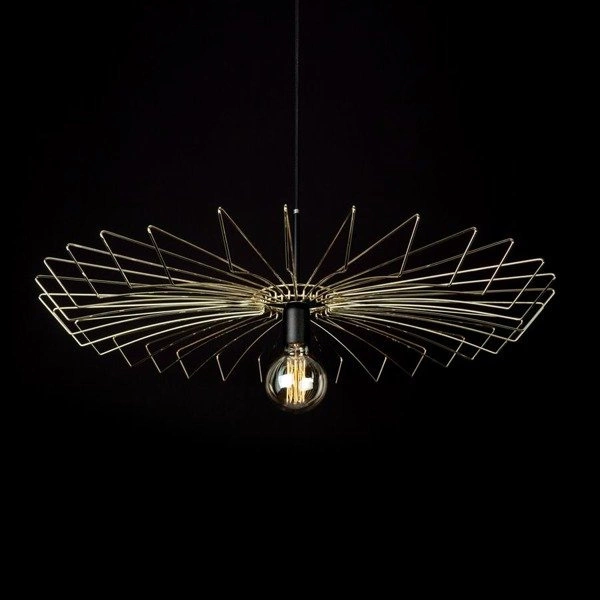 Lampa wisząca druciana zwis nowoczesna UMBRELLA złoty/czarny śr. 78cm 8874