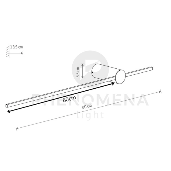 Kinkiet SABER LED M 80cm 11W barwa ciepła 3000K | czarny 10312