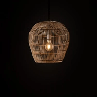 Lampa wisząca HAITI S śr. 43cm E27 | naturalne drewno/biały 11163