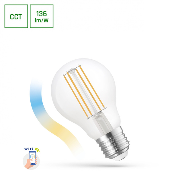 Żarówka LED E27 filament wi-fi GLS COG CLEAR 5W dimm | ściemnialna