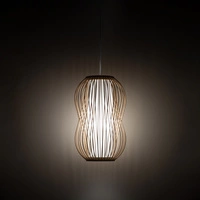 Lampa wisząca PUKET S śr. 21cm E27 | naturalne drewno/biały 11160