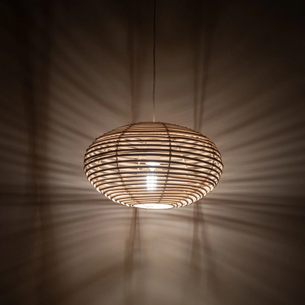 Lampa wisząca RATTAN S śr. 40cm E27 | naturalne drewno/biały 11153