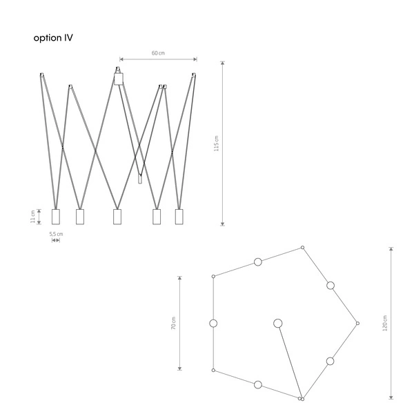 Lampa wisząca regulowana MORE EYE V 200cm 5xGU10 | czarny 7825