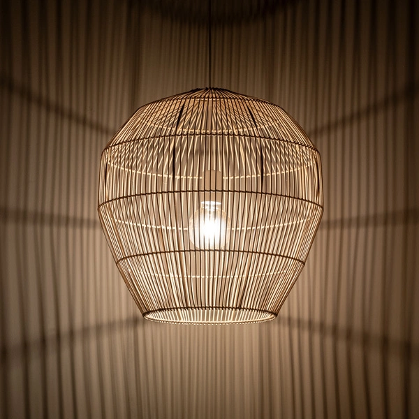 Lampa wisząca HAITI M śr. 50cm E27 | naturalne drewno/biały 11164