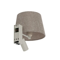 Kinkiet TUTOIA E27+miniGU10 wys.30cm szer.23cm włącznik | Beż-Silk gray 11684