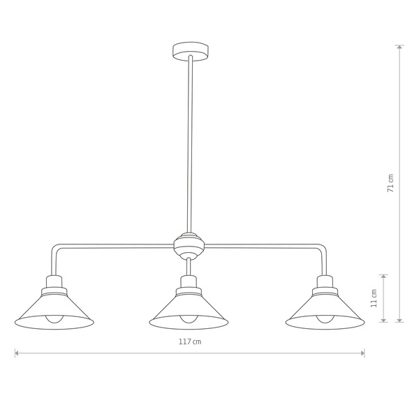 Lampa sufitowa loft retro CRAFT czarny/biały szer. 115cm