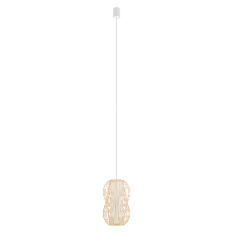 Lampa wisząca PUKET S śr. 21cm E27 | naturalne drewno/biały